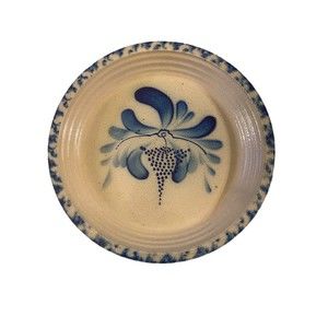 Eldreth Pottery Salt Glaze Blue Grey GRAPEVINE 10 Inch Pie Quiche Dish 2000